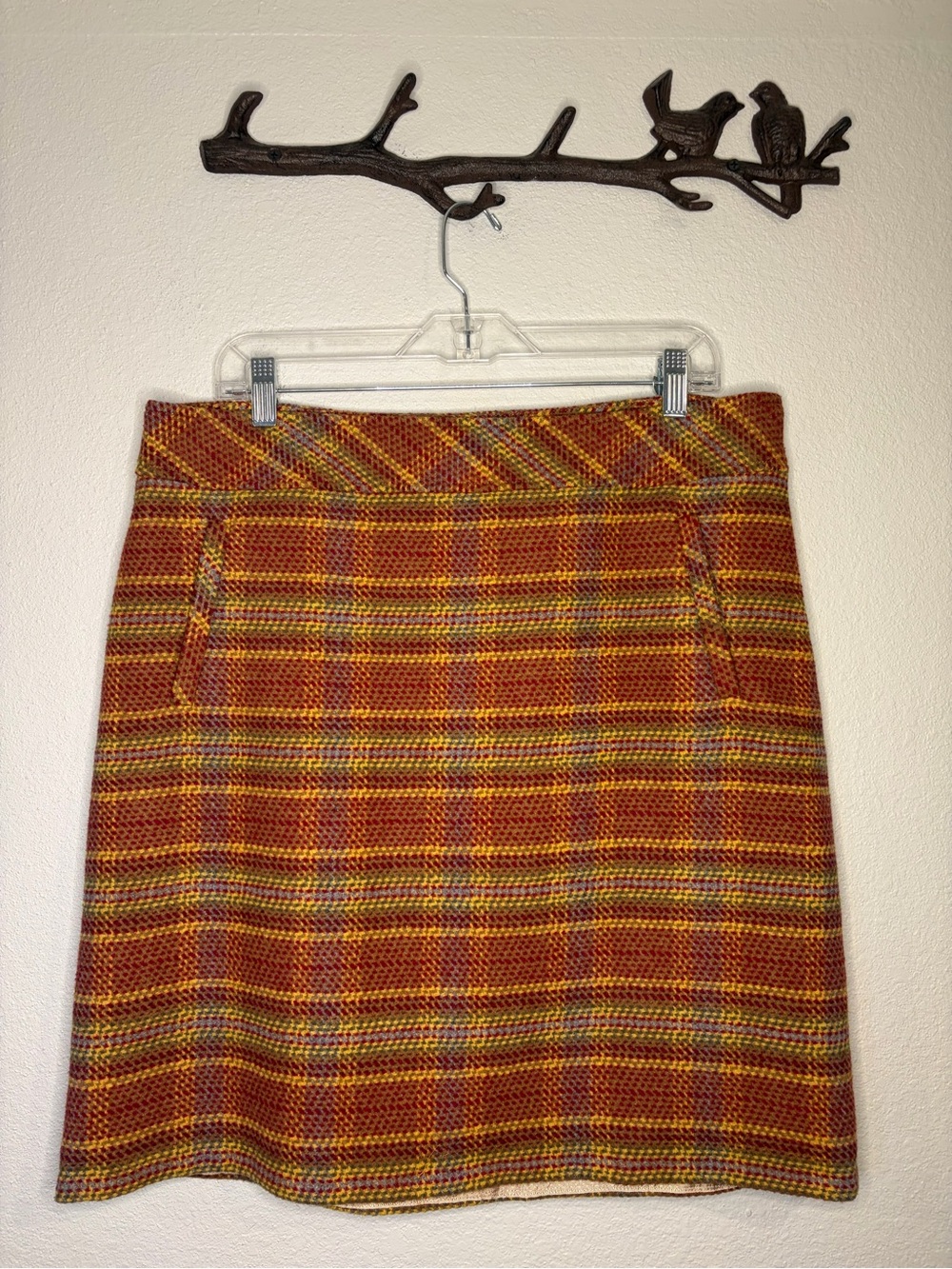 Talbots wool blend plaid skirt side zip lined like new 12 petite
